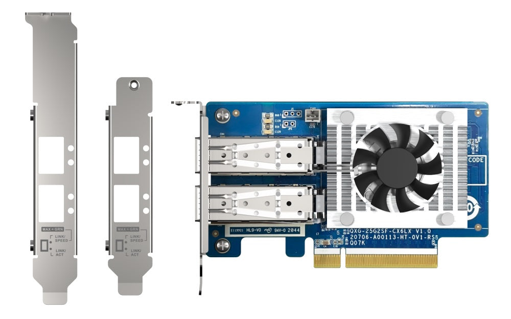 QNAP QXG-25G2SF-CX6 Dual-port 25GbE Network Expansion Card, NVIDIA Mellan ox ConnectX-6 LX SmartNIC Controller, PCIe Gen4, Port Trunking, SR-IOV, RoCe QNAP QXG-25G2SF-CX6 Dual-port 25GbE Network Expansion Card, NVIDIA Mellan ox ConnectX-6 LX SmartNIC Controller, PCIe Gen4, Port Trunking, SR-IOV, RoCe